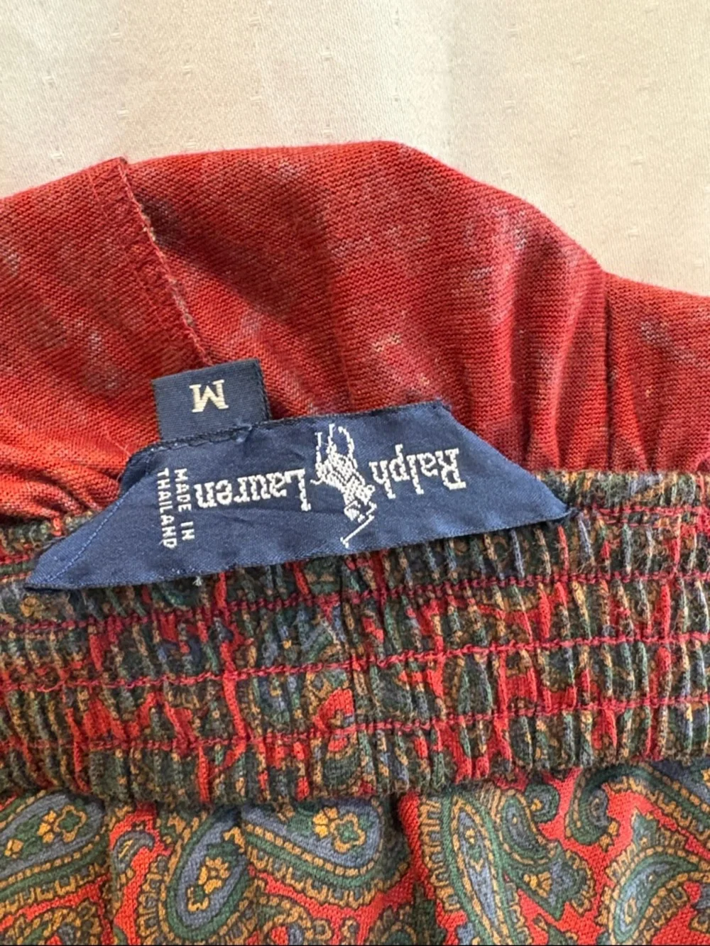 Vintage Ralph Lauren Blue Label 90s Cotton Stretch Paisley Midi Skirt Medium - Picture 9 of 12